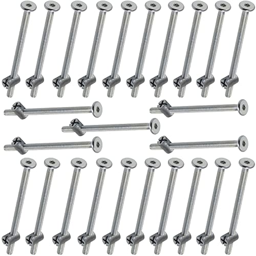 AERZETIX - C65819 - Satz von 25 Flachkopfschrauben + 25 geschlitzte klötze/angeln M6x100 mm - bolzen mit mutter - aus stahl - silberfarben - verbindungsbeschläge für schreinerei holzmöbel MDF schrank AERZETIX - C65819 - Satz von 25 Flachkopfschrauben + 25 geschlitzte klötze/angeln M6x100 mm - bolzen mit mutter - aus stahl - silberfarben - verbindungsbeschläge für schreinerei holzmöbel MDF schrank von AERZETIX