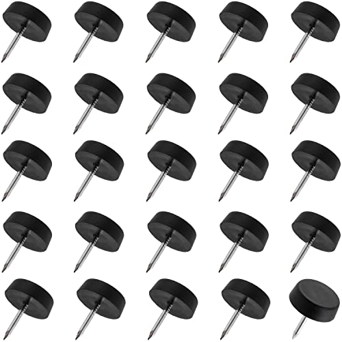 AERZETIX - C65823-25 Stück Gleiter für möbel, stuhlbeine, Tisch - zum nageln - rund Ø15 mm aus Kunststoff - Schrank kommode Placard Bett zubehör bodenschutz Sofa - Farbe schwarz von AERZETIX
