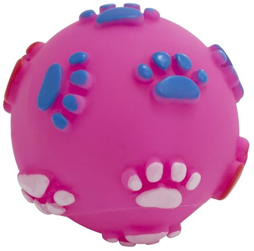 AERZETIX - C68606 - Kauspielzeug für Hunde in Form Einer Kugel/Ball Ø55 mm pfotenmotive - wurf- und fangspiele für Haustiere - aus Gummi - Farbe rosa von AERZETIX