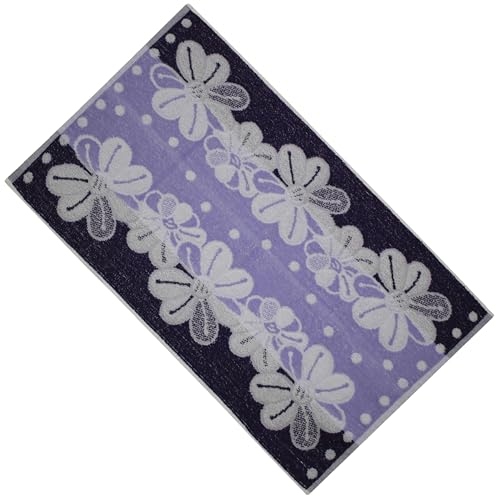 AERZETIX - C69827 - Handtuch 80x50 cm 100% Baumwolle 380 g m² Blumen-Muster - Farbe lila blau weiß - wischtuch, Textilien für Toilette, Bad, küche, sauberkeit, Absorption, gästehandtuch von AERZETIX