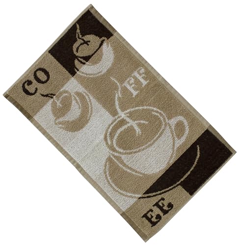 AERZETIX - C69890 - Handtuch 30x50 cm 100% Baumwolle 400 g m² Motiv Kaffeetasse - Farbe braun - wischtuch, Textilien für Toilette, Bad, küche, sauberkeit, Absorption, gästehandtuch von AERZETIX