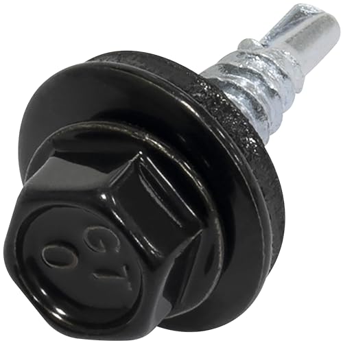 AERZETIX - C73103 - Satz von 80 selbstbohrenden Blechschrauben Ø4.8x20 mm + EPDM-Dichtungsscheibe - RAL 9005 - DIN 7504K - kopfgröße 8 mm sechskant - aus kohlenstoffstahl - verzinktes finish von AERZETIX