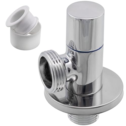 AERZETIX - C74948 - Absperrventil 1/2"x3/4" + rosette und PTFE dichtung mit rundem griff - aus messing und vernickelter beschichtung - wasserventil badezimmer küchenspüle anschluss von AERZETIX