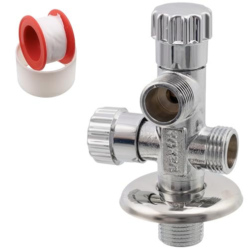 AERZETIX - C74961 - Eckhahn mit doppelabgängen 1/2"x1/2"x1/2" mit rosette und PTFE dichtung - aus messing - vernickelte oberfläche - sanitäres trinkwasserventil anschluss badezimmer küchenspülen AERZETIX - C74961 - Eckhahn mit doppelabgängen 1/2"x1/2"x1/2" mit rosette und PTFE dichtung - aus messing - vernickelte oberfläche - sanitäres trinkwasserventil anschluss badezimmer küchenspülen von AERZETIX