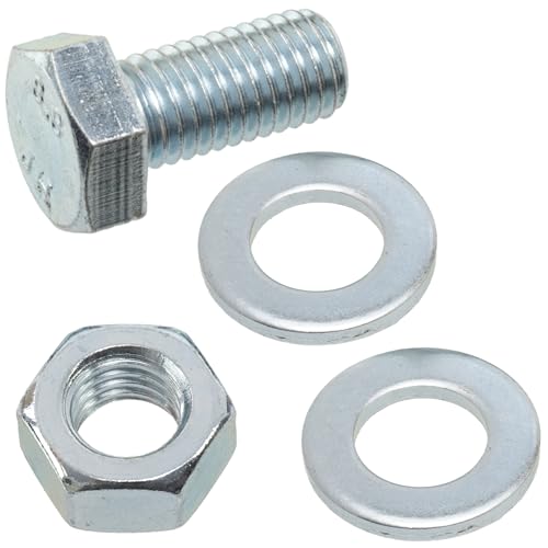 AERZETIX - Satz mit 10 Sechskantschrauben M12x25 mm + 20 Unterlegscheiben M12x24 mm + 10 Sechskantmuttern M12 für Heimwerker- und Leichtbefestigungen | Stahl von AERZETIX