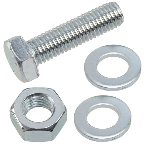 AERZETIX - Satz mit 10 Sechskantschrauben M12x45 mm + 20 Unterlegscheiben M12x24 mm + 10 M12 Sechskantmuttern für Heimwerker- und Leichtbefestigungen | Stahl von AERZETIX