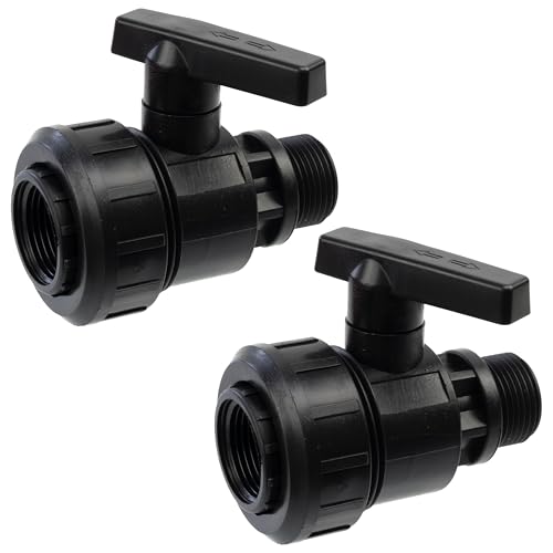 AERZETIX – Set mit 2 Kugelventilen 1'' mit einfachem Außen-Innengewinde – Absperrventil 10 bar zum Anschrauben – aus Kunststoff – Garten Bewässerungssystem Tropfbewässerung AERZETIX – Set mit 2 Kugelventilen 1'' mit einfachem Außen-Innengewinde – Absperrventil 10 bar zum Anschrauben – aus Kunststoff – Garten Bewässerungssystem Tropfbewässerung von AERZETIX