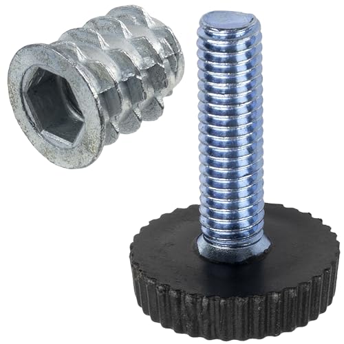 AERZETIX - Set mit 4 verstellbaren Möbelfüßen M6 Einschraubgewinde + 4 Gewindeeinsätze M6 mit Innensechskant für Tische Stühle Holzschreibtische mit Variabler Höhe AERZETIX - Set mit 4 verstellbaren Möbelfüßen M6 Einschraubgewinde + 4 Gewindeeinsätze M6 mit Innensechskant für Tische Stühle Holzschreibtische mit Variabler Höhe von AERZETIX