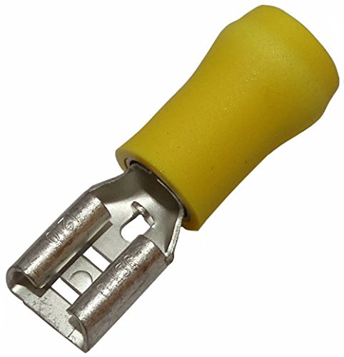 Aerzetix: 10 x Kabelschuhe Kabelschuh ( Klemme ) weiblich flach 6.3mm 0.8mm 2.5-6mm2 gelb isoliert von AERZETIX