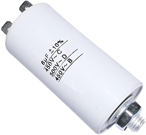 AERZETIX - C10188 - Betriebskondensator - für Motor - 6µF 450V - Ø30/58mm - mit 2 Flachsteckanschlüsse - M8 - Kunststoffkörper - Zylindrischer - Weiß von AERZETIX