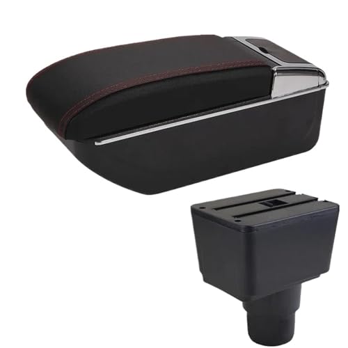 AESRTMJ Für EcoSport 2018 2019 2020 2021 2022 2023 2024 Autoarmlehnenbox Aufbewahrungsbox Arm Nachrüstteile(D1 Schwarz Rot Kein USB) von AESRTMJ