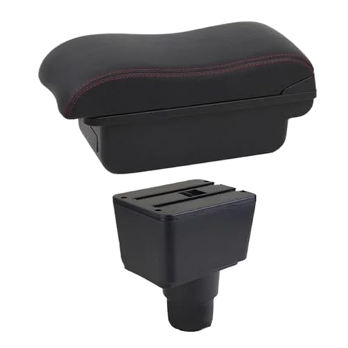 AESRTMJ Für Ecosport 2018 2019 2020 2021 Armlehnenbox Leder Armstütze Mittelkonsole Aufbewahrung USB-Schnittstelle(B2 Red Lin) von AESRTMJ