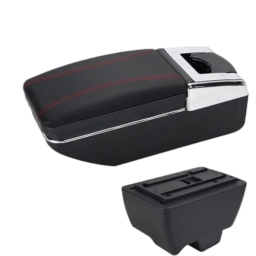 AESRTMJ Für Mahindra Für Bolero Armlehnenbox Universelle Auto Mittelarmstützenbox Umbauzubehör(A1 Schwarz Rot KEIN USB) von AESRTMJ