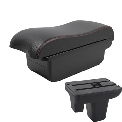 AESRTMJ Für Morris Für Garagen MG3 Armaturenbrett-Box Mittelkonsole Zentral Lagerinhalt Aufbewahrungsbox Mit Getränkehalter USB(A1 Schwarz Rot KEIN USB) von AESRTMJ