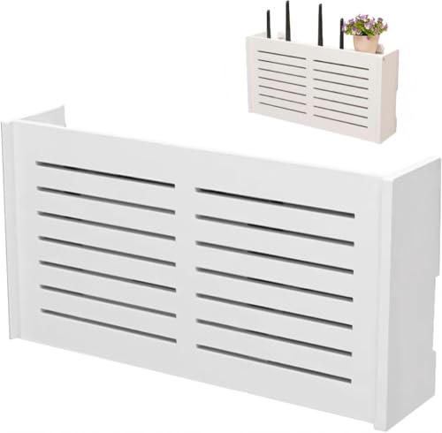 AESZITTEW Router-Aufbewahrungsbox, Kunststoff-Klappabdeckung, WLAN-Box, Verstecken, wasserdicht, Routerregal für Zuhause und Büro, 39 x 16 x 7,5 cm von AESZITTEW