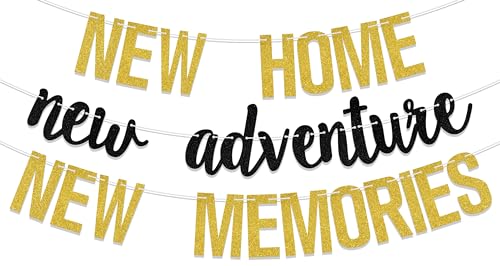 Banner für neues Zuhause, neues Abenteuer, neue Erinnerungen, Party-Dekorationen, neues Zuhause, Dekoration, goldfarben Banner für neues Zuhause, neues Abenteuer, neue Erinnerungen, Party-Dekorationen, neues Zuhause, Dekoration, goldfarben von AETGDDS
