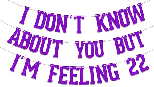 Banner mit Aufschrift "I Don't Know About You But I'm Feeling 55.9 cm, lustige Party-Dekorationen zum 22. Geburtstag, Prost bis 22 Jahre, 22 Jahre altes Partydekor, Lila Banner mit Aufschrift "I Don't Know About You But I'm Feeling 55.9 cm, lustige Party-Dekorationen zum 22. Geburtstag, Prost bis 22 Jahre, 22 Jahre altes Partydekor, Lila von AETGDDS