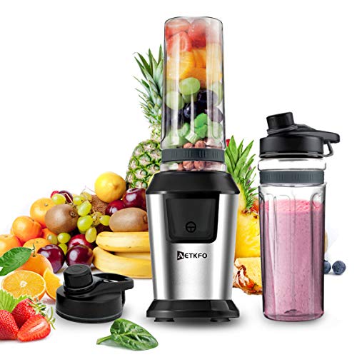 Smoothie Maker, Mixer, Mini Standmixer, AETKFO 500 Watt Smoothie Mixer Blender mit 2X 600ml BPA Freie Flasche für Smoothies, Eis und Obst von AETKFO