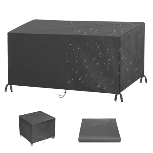 Kleine quadratische Tischabdeckung für den Außenbereich, wasserdicht, 200 x 160 x 90 cm (L x B x H), Gartenmöbelabdeckungen, 600D, Anti-UV-Möbel-Set, Schutzhülle, winddicht, von AEUUEU