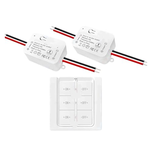 110 V 220 V Fernbedienung Lichtschalter, 3 in 1 86 Typ Wandpaneelschalter 10A Modul(2receiver 1remote) von AEVFMQWM