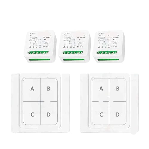 16A Fernbedienung Lichtschalter Zwei-Wege-Steuerung 110V 220V Mini-Empfänger Wandpanel Timing-Funktion(3 receiver 2 panel) von AEVFMQWM
