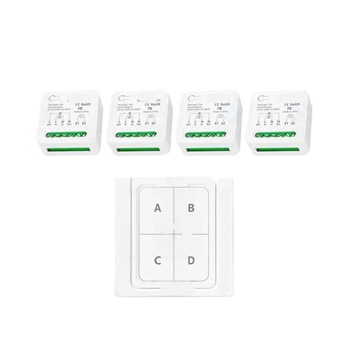 16A Fernbedienung Lichtschalter Zwei-Wege-Steuerung 110V 220V Mini-Empfänger Wandpanel Timing-Funktion(4 receiver 1 panel) von AEVFMQWM