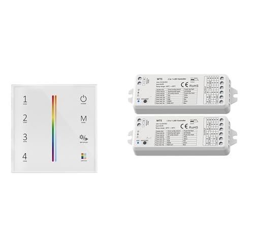 RCT LED-Lichtstreifen-Controller-Kit DC 12 V 24 V Dimmer 4 Zonen Wandhalterung Touch Panel Fernbedienung(2xWT5 and T25W KIT) von AEVFMQWM