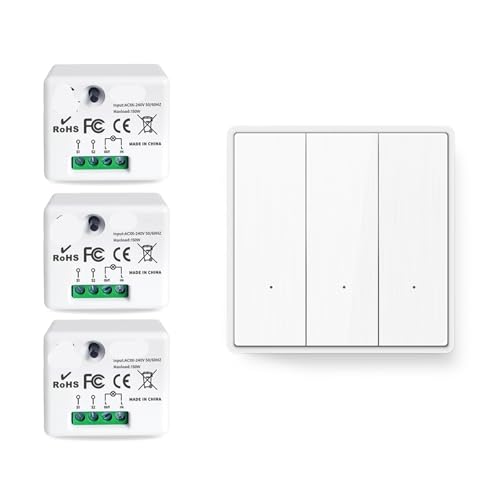 Schalter Kein Neutral Mini Empfänger Modul 220V 110V Push Button Fernbedienung Licht Einzigen Draht(3Receiver 1Remote) von AEVFMQWM