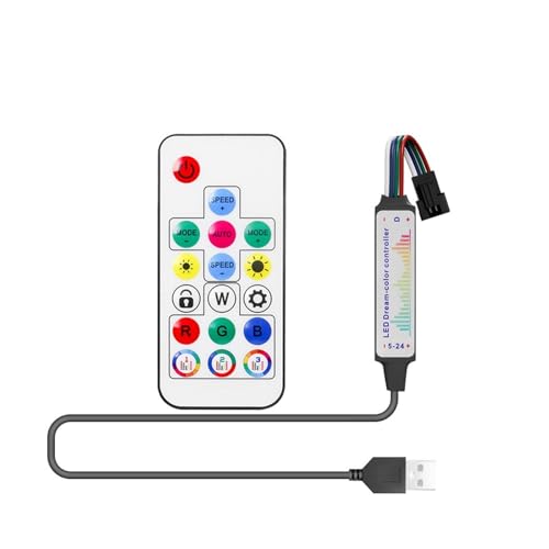 U 5V WS2813 DC5-24V WS2815 Pixel LED-Lichtstreifen-Controller Mini 17 Tasten Musikfernbedienung 366 Modi-Steuerung(17Key Music USB 4Pin) von AEVFMQWM