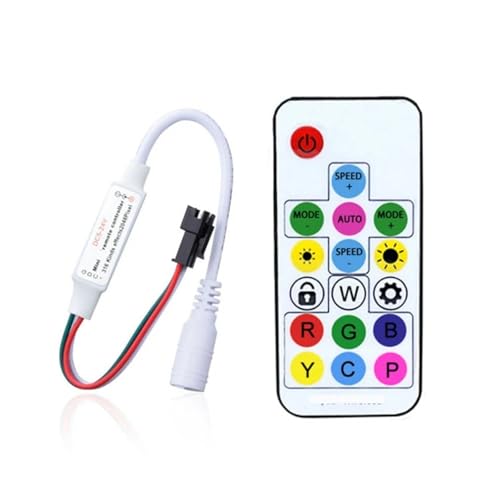 WS2811 WS2812B LED-Pixel-Lichtstreifen-Controller WS2812 U/DC Mini 3-Tasten 14/17/21-Tasten-Fernbedienung DC5-24V(17KEYS LOCK DC) von AEVFMQWM
