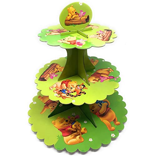AEX 3-stöckiger Tortenständer aus Karton | Geburtstags-Cupcake-Ständer | Kuchenständer für Nachmittagstee-Ständer | biologisch abbaubarer runder Lebensmittelständer für Obst Dessert Display Cupcake von AEX