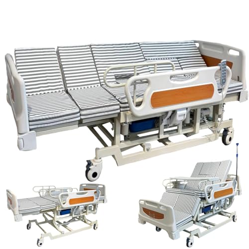AEXET Medizinisches Bett mit 10-in-1-Funktion, elektrisch seitlich kippbar und höhenverstellbar, Krankenpflegebett mit Matratze, leisen Rädern, bis zu 300 kg (211 x 90 x 50–76 cm) von AEXET