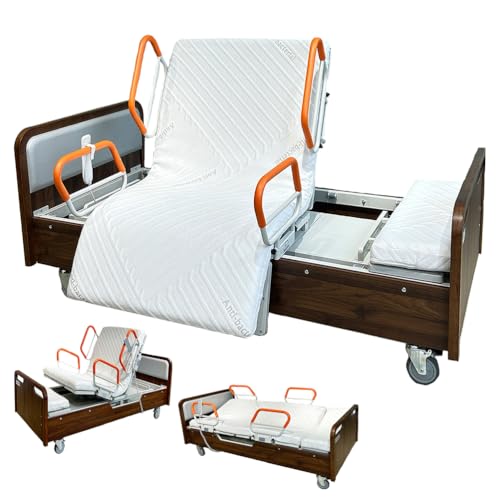 AEXET Vollelektrisches, seitlich kippbares medizinisches Bett, 5-in-1-Funktionskrankenhausbett mit Rotationsfunktion, Pflegehilfe mit leisen Rädern, bis zu 207 x 102 x 47 cm (440 lbs) von AEXET