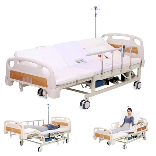 AEXET Vollelektrisches, seitwärts kippbares Krankenbett mit 10 Funktionen, Krankenpflegebett mit Matratze, Geländer, Fernbedienung, bis zu 210 x 96 x 55 cm AEXET Vollelektrisches, seitwärts kippbares Krankenbett mit 10 Funktionen, Krankenpflegebett mit Matratze, Geländer, Fernbedienung, bis zu 210 x 96 x 55 cm von AEXET