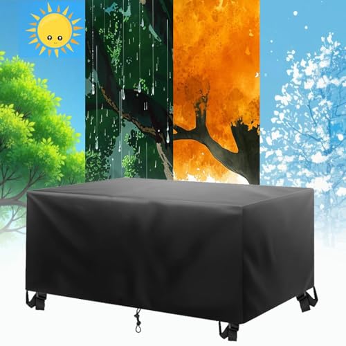 105x55x40cm/LxBxH Tischabdeckung Outdoor Wetterfest,Gartenmöbel Abdeckung XXL,420d Oxford Wasserdicht Anti-UV, Winddicht Gartenstuhl Abdeckung Winterfest Für Gartentisch/Sitzgruppe Rechteckig von AEXOIO