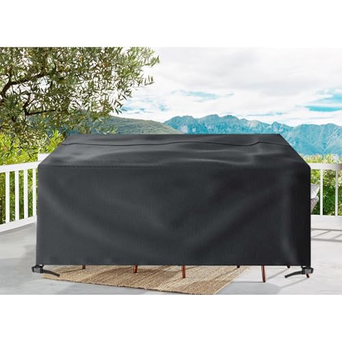 AEXOIO Abdeckplane Gartenmöbel Winterfest,Terrassenmöbel Abdeckung Wetterfest 300x250x120cm/Länge x Breite x Höhe Schutzhüllen Für Gartenmöbel,Terrassenmöbel Abdeckung Anti-UV, Rechteckig Schwarz von AEXOIO