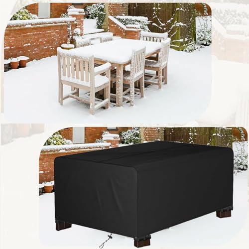 AEXOIO Abdeckung Gartentisch Winterfest,wasserdichte Plane Gartenmöbel,Strapazierfähigem 600d-Gewebe,Verstellbare Gartenmöbelabdeckung Für Outdoor Sitzgruppe Möbelsets 320x250x85cm/L x B x H von AEXOIO
