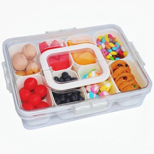 AEYBFGD Snackbox mit 8 Fächern, transparente Snackschale mit Deckel und Griffen zur Aufbewahrung von Süßigkeiten, Nüssen, Obst, Gemüse, Keksen und Desserts, tragbare Snackbox zur Aufbewahrung AEYBFGD Snackbox mit 8 Fächern, transparente Snackschale mit Deckel und Griffen zur Aufbewahrung von Süßigkeiten, Nüssen, Obst, Gemüse, Keksen und Desserts, tragbare Snackbox zur Aufbewahrung von AEYBFGD