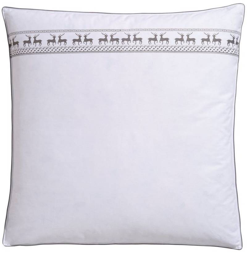Älgdröm Federkopfkissen Forsakar, Kopfkissen 40x80 cm, 80xc80 cm, Füllung: 100% Federn, Bezug: Baumwolle, Bauchschläfer, Rückenschläfer, Seitenschläfer, Kissen mit skandinavischem Stil durch Elch-Aufdruck, Made in Germany von Älgdröm