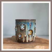 Windlicht Aus Keramik Mit Suncatcher /Braun Blau/Dekoration Handgefertigt von AEpotteryShop