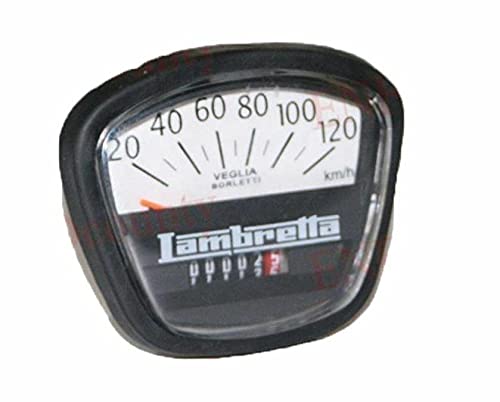 AEspares Lambretta GP Tachometer mit schwarzem und weißem Gesicht, 120 Kph Veglia Borletti Speedo AEspares Lambretta GP Tachometer mit schwarzem und weißem Gesicht, 120 Kph Veglia Borletti Speedo von AEspares