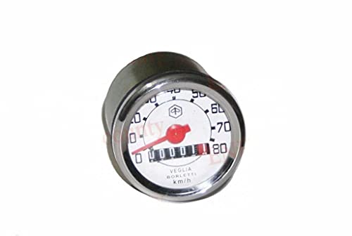AEspares Vespa Vegelia Borletti Logo 80Kph Tachometer, weiß, Speedo V50 V90 V100 AEspares Vespa Vegelia Borletti Logo 80Kph Tachometer, weiß, Speedo V50 V90 V100 von AEspares