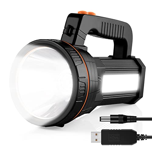 AF-WAN LED Handscheinwerfer 7000 Lumens,LED Taschenlampe,Wiederaufladbare CREE Led Handscheinwerfer Handlampe Super hell Ustellar Strahler Camping Laterne Wasserdicht Suchscheinwerfer (Schwarz) von AF-WAN