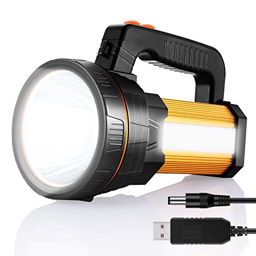AF-WAN LED Handscheinwerfer 7000 Lumens,LED Taschenlampe,Wiederaufladbare CREE Led Handscheinwerfer Handlampe Super hell Ustellar Strahler Camping Laterne Wasserdicht Suchscheinwerfer (gold) von AF-WAN