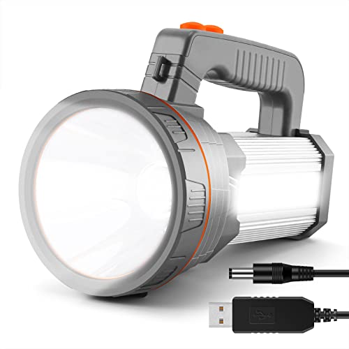 AF-WAN LED Handscheinwerfer 7000 Lumens,LED Taschenlampe,Wiederaufladbare CREE Led Handscheinwerfer Handlampe Super hell Ustellar Strahler Camping Laterne Wasserdicht Suchscheinwerfer (silver1) von AF-WAN