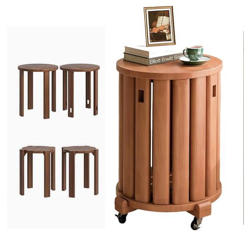 AFAGUEEUPD Stapelhocker aus Massivholz, 4er-Set, beweglicher Seilzug, Stapelhocker, Massivholz-Beistelltisch, Barhocker, Holz, vielseitige Hocker für Wohnzimmer, Schlafzimmer, Kirsche, ohne AFAGUEEUPD Stapelhocker aus Massivholz, 4er-Set, beweglicher Seilzug, Stapelhocker, Massivholz-Beistelltisch, Barhocker, Holz, vielseitige Hocker für Wohnzimmer, Schlafzimmer, Kirsche, ohne von AFAGUEEUPD