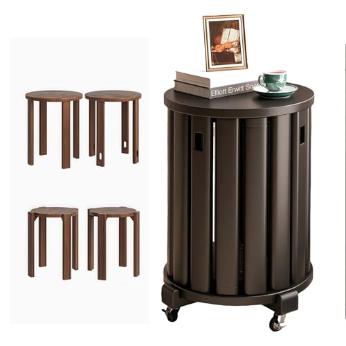 AFAGUEEUPD Stapelhocker aus Massivholz, 4er-Set, beweglicher Seilzug, Stapelhocker, Massivholz-Beistelltisch, Barhocker, Holz, vielseitige Hocker für Wohnzimmer, Schlafzimmer, Schwarz, mit Umlenkrolle AFAGUEEUPD Stapelhocker aus Massivholz, 4er-Set, beweglicher Seilzug, Stapelhocker, Massivholz-Beistelltisch, Barhocker, Holz, vielseitige Hocker für Wohnzimmer, Schlafzimmer, Schwarz, mit Umlenkrolle von AFAGUEEUPD