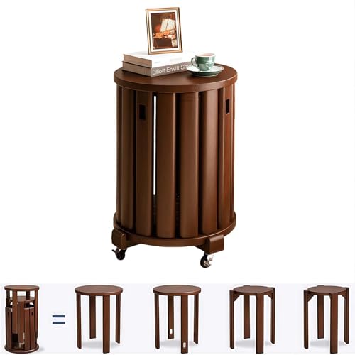AFAGUEEUPD Stapelhocker aus Massivholz, 4er-Set, beweglicher Seilzug, Stapelhocker, Massivholz-Beistelltisch, Barhocker, Holz, vielseitige Hocker für Wohnzimmer, Schlafzimmer, Walnuss, mit Umlenkrolle AFAGUEEUPD Stapelhocker aus Massivholz, 4er-Set, beweglicher Seilzug, Stapelhocker, Massivholz-Beistelltisch, Barhocker, Holz, vielseitige Hocker für Wohnzimmer, Schlafzimmer, Walnuss, mit Umlenkrolle von AFAGUEEUPD