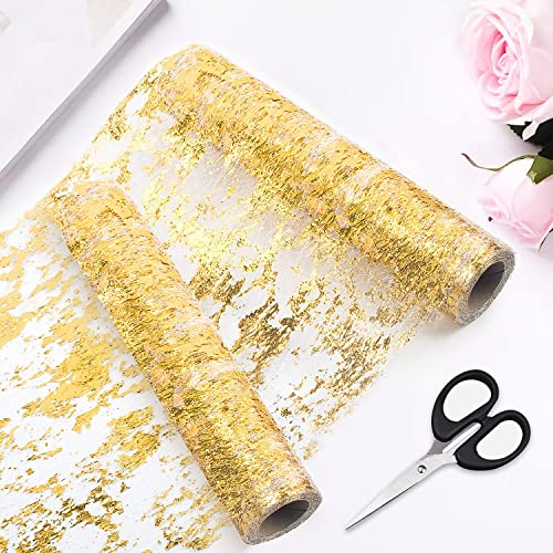 Tischläufer Gold Tischdeko Hochzeit 2PCS Tischband mit Beschicht in Glänzend Golden 28cm x 5m für Hochzeit Party oder Festival Neujahr Ostern von AFAIK