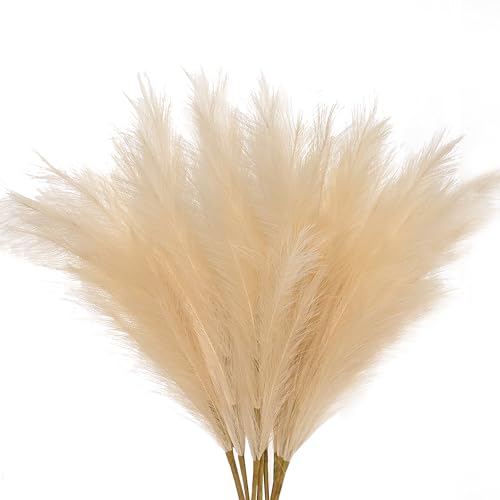 AFAMITOO 6 Stück Beige Gefälschtes Pampasgras, 43,3 Zoll/110 cm Hohe Gefälschte Pompas Gefälschte Flauschige Stängel-Pflanzen als Vasenfüller Für Flower Arrangement von AFAMITOO